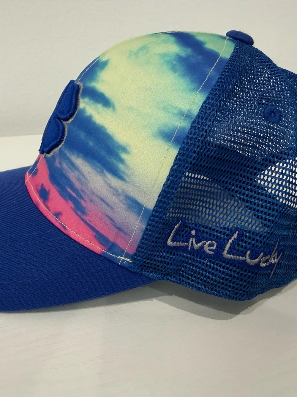 Black clover Blue Tie-Dye Clover Patch Baseball hat